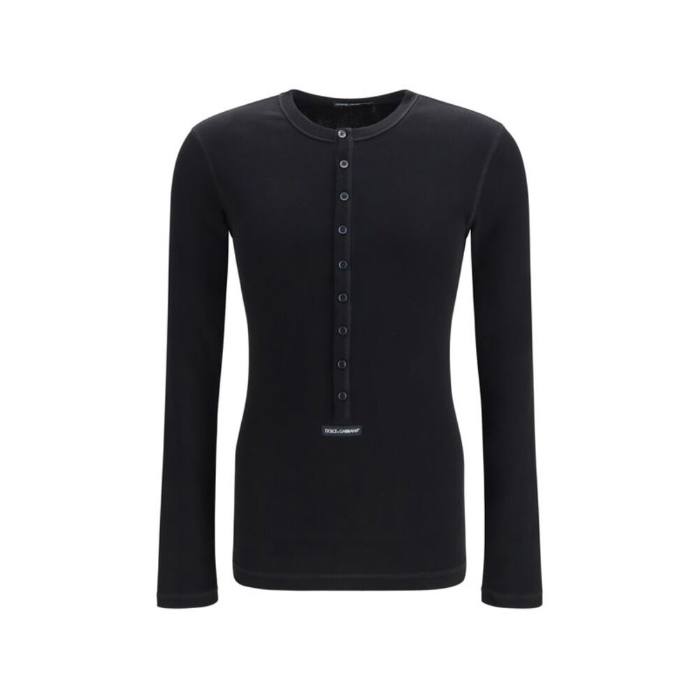 Dolce & Gabbana Men Ribbed Cotton Henley T-Shirt